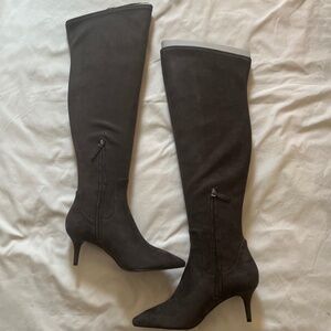 Nine West “Marcia” OTK Dark Gray Microsuede Boots NIB